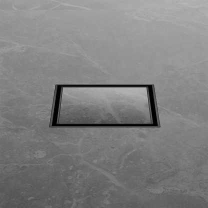 100mm Square Tile Insert Floor Waste 50mm Outlet Matte Black