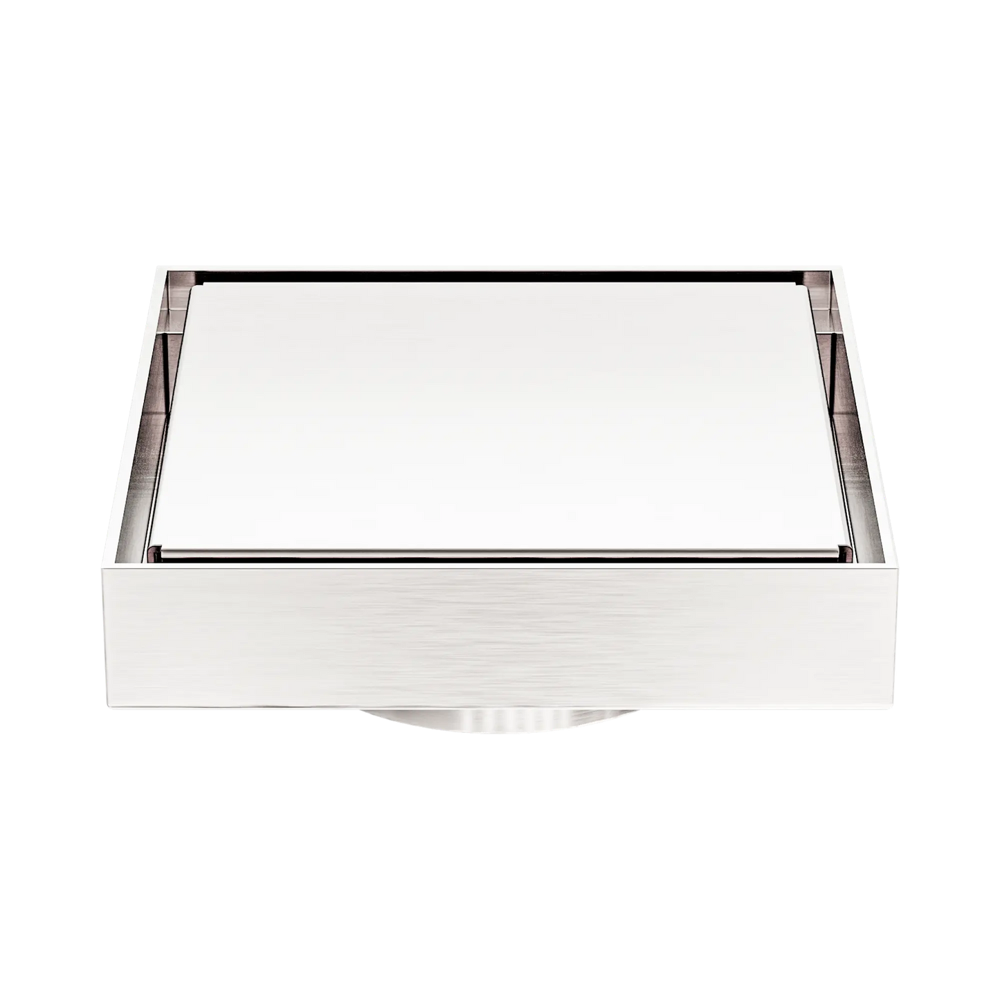 130mm Square Tile Insert Floor Waste 80mm Outlet Brushed Nickel