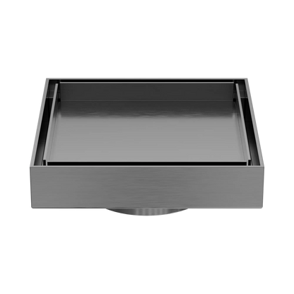 130mm Square Tile Insert Floor Waste 80mm Outlet Gun Metal