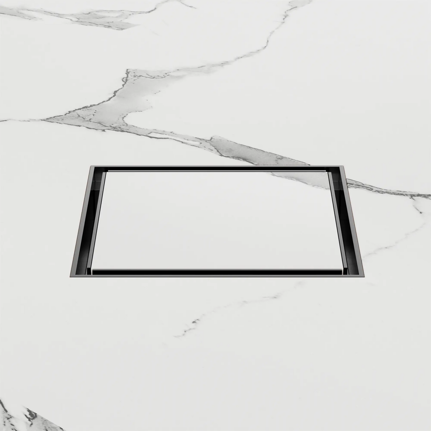 130mm Square Tile Insert Floor Waste 80mm Outlet Gun Metal