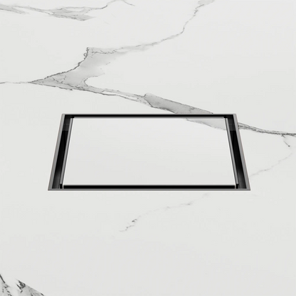 130mm Square Tile Insert Floor Waste 80mm Outlet Gun Metal