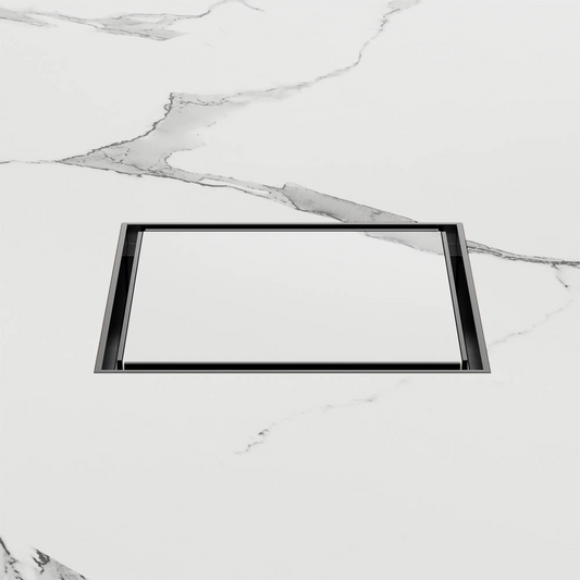 130mm Square Tile Insert Floor Waste 80mm Outlet Gun Metal