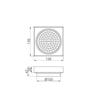 130mm Square Tile Insert Floor Waste 100mm Outlet Matte Black