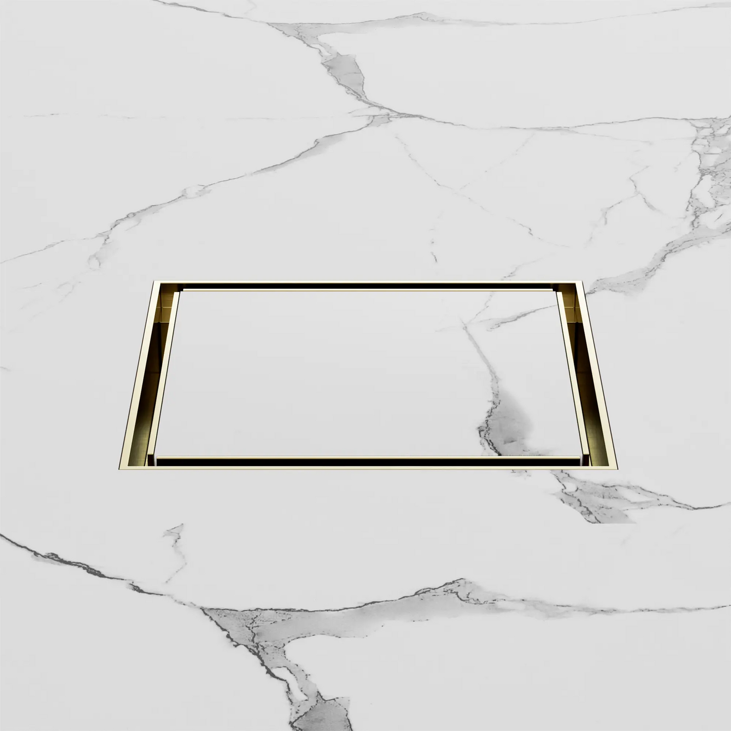 130mm Square Tile Insert Floor Waste 100mm Outlet Brushed Gold