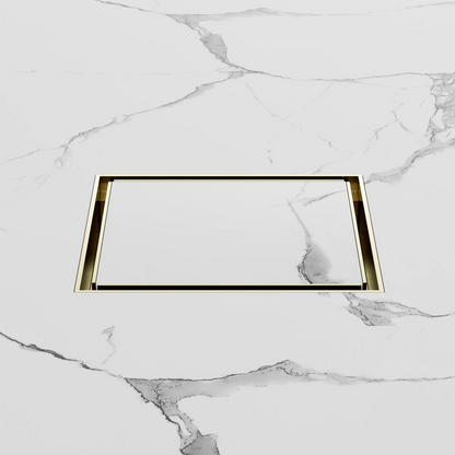 130mm Square Tile Insert Floor Waste 100mm Outlet Brushed Gold