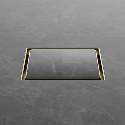 130mm Square Tile Insert Floor Waste 100mm Outlet Brushed Gold