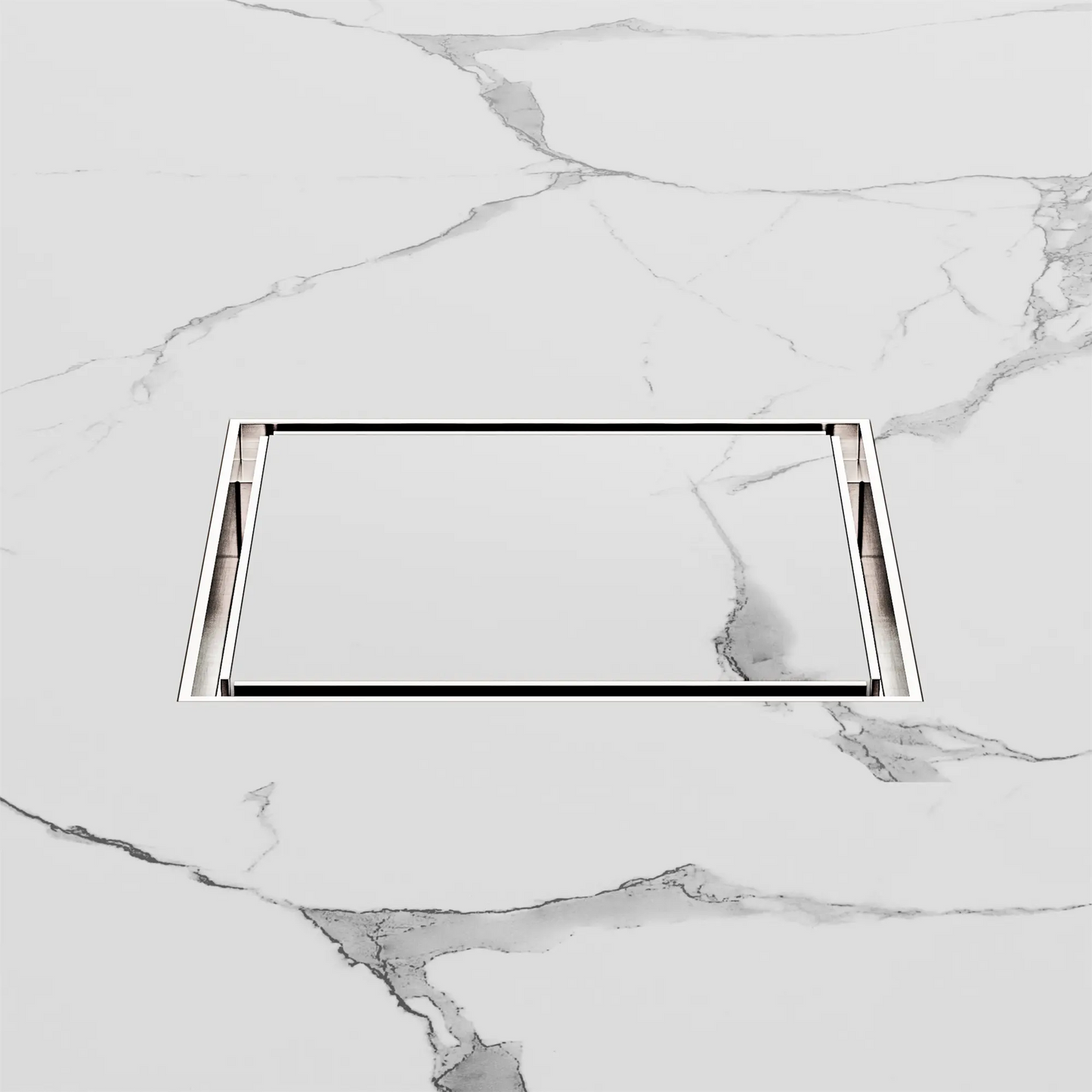 130mm Square Tile Insert Floor Waste 100mm Outlet Brushed Nickel