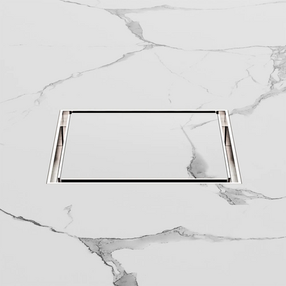 130mm Square Tile Insert Floor Waste 100mm Outlet Brushed Nickel