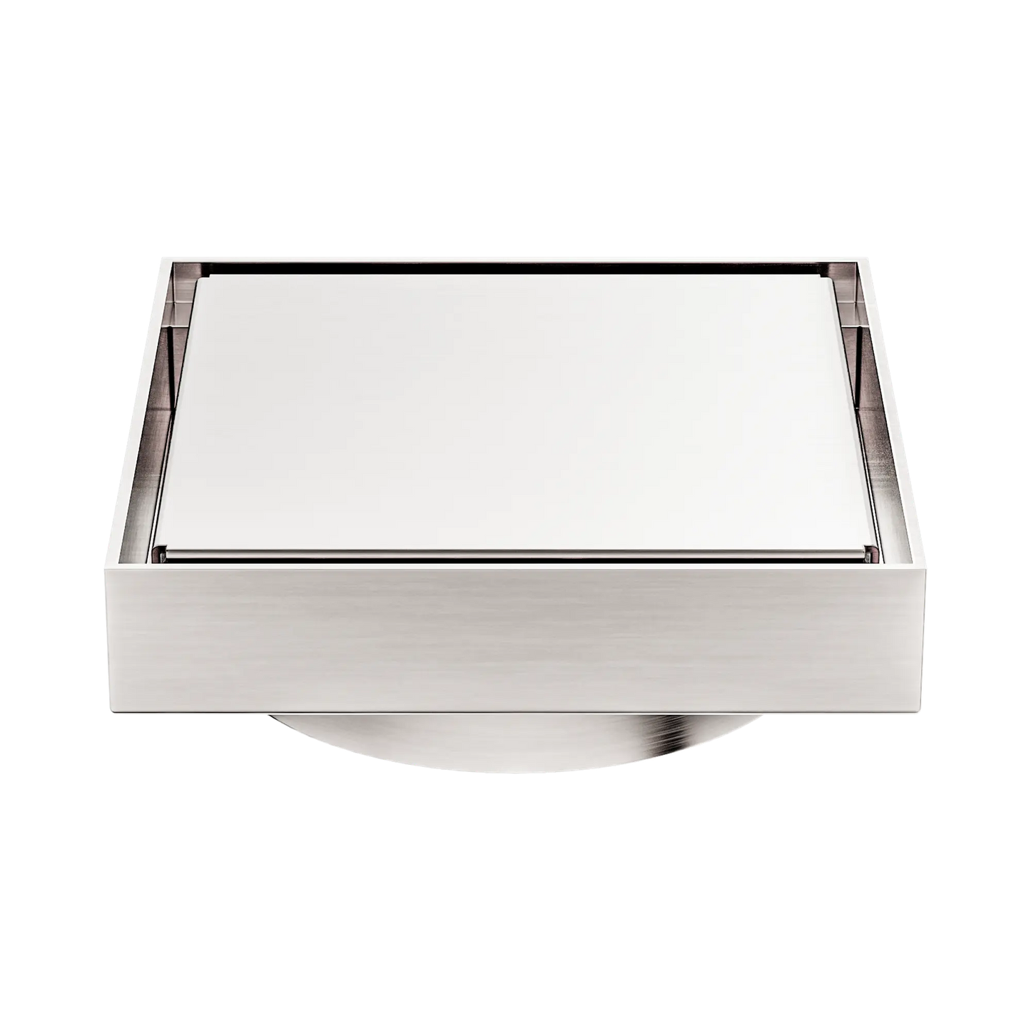 130mm Square Tile Insert Floor Waste 100mm Outlet Brushed Nickel