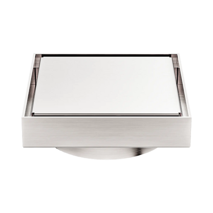 130mm Square Tile Insert Floor Waste 100mm Outlet Brushed Nickel