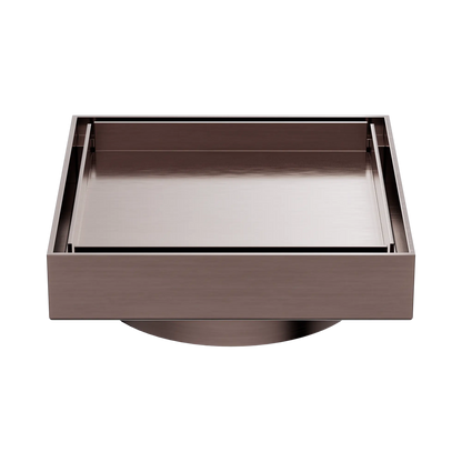 130mm Square Tile Insert Floor Waste 100mm Outlet Brushed Bronze