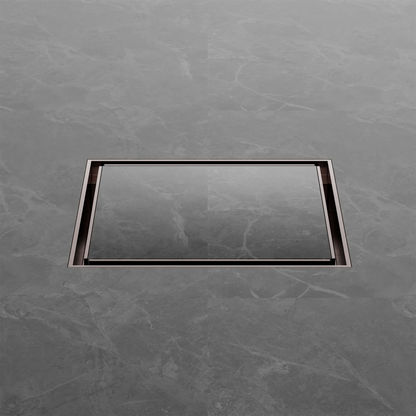 130mm Square Tile Insert Floor Waste 100mm Outlet Brushed Bronze