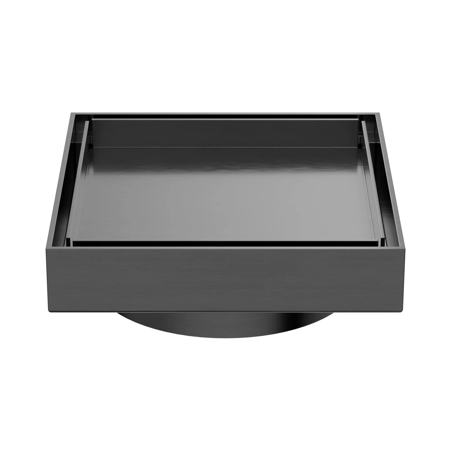 130mm Square Tile Insert Floor Waste 100mm Outlet Gun Metal