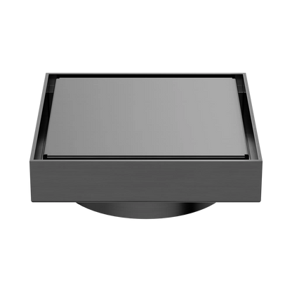 130mm Square Tile Insert Floor Waste 100mm Outlet Gun Metal