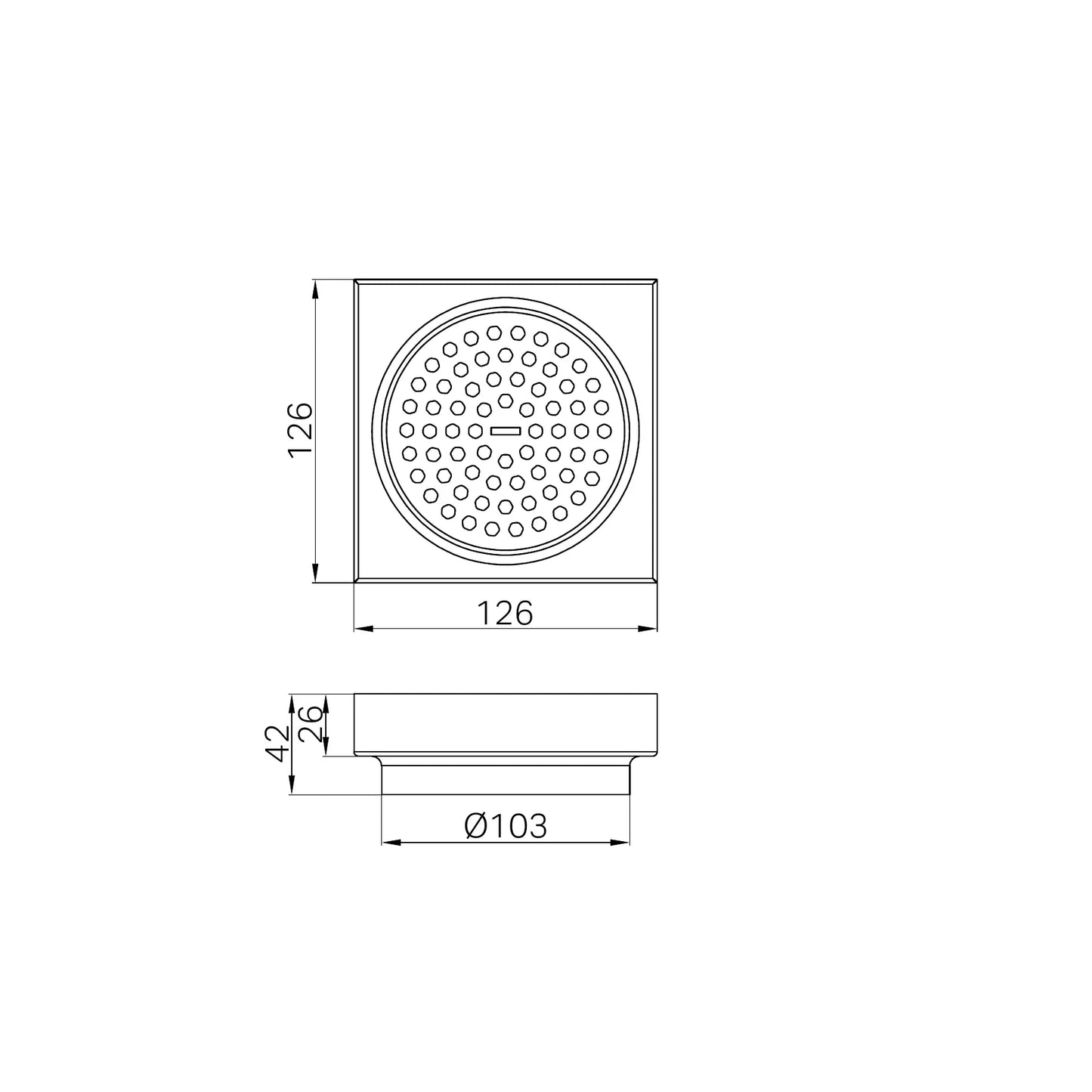 130mm Square Tile Insert Floor Waste 100mm Outlet Brushed Nickel
