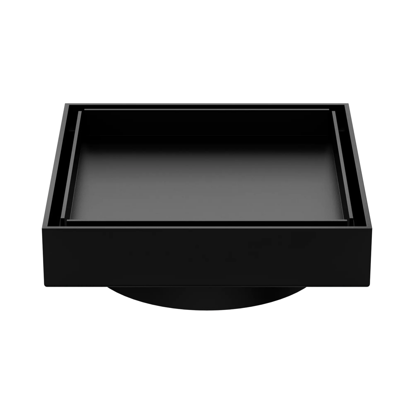 100mm Square Tile Insert Floor Waste 80mm Outlet Matte Black