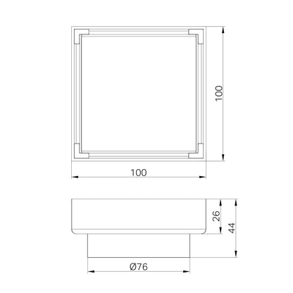 100mm Square Tile Insert Floor Waste 80mm Outlet Matte Black