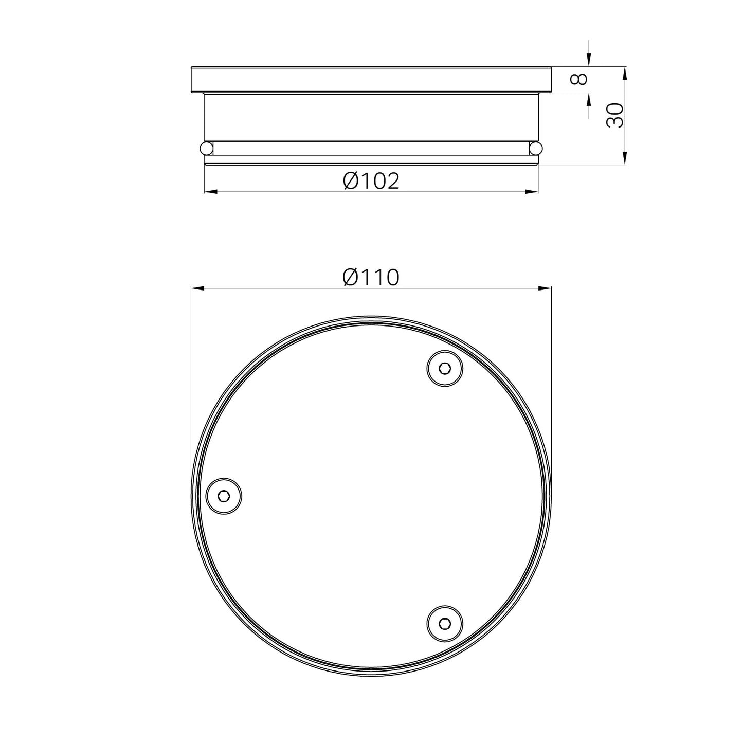 316L Stainless Round Clear Out 100mm Outlet Brushed Bronze