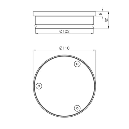 316L Stainless Round Clear Out 100mm Outlet Graphite