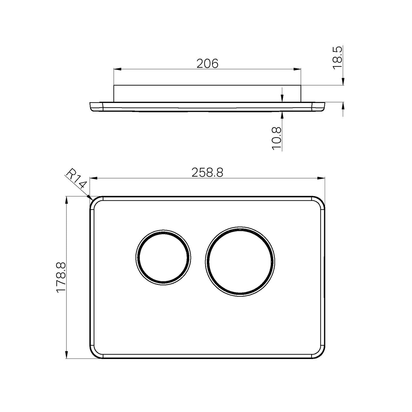 In Wall Toilet Push Plate Graphite