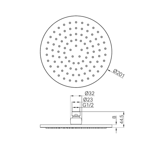 200mm Round Shower Head Chrome