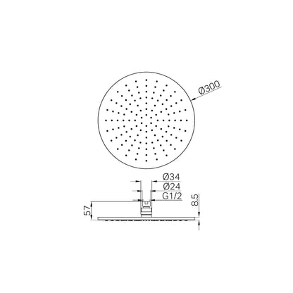 300mm Round Shower Head Graphite