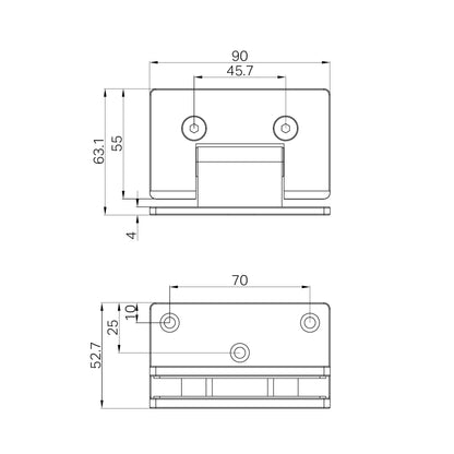 90 Degree Glass To Wall Shower Hinge 10mm Glass Chrome