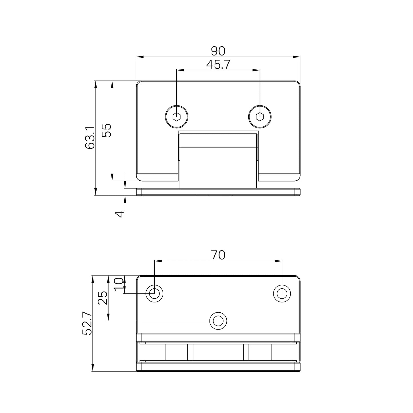 90 Degree Glass To Wall Shower Hinge 10mm Glass Brushed Nickel