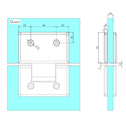 180 Degree Glass To Glass Shower Hinge 10mm Glass Gun Metal