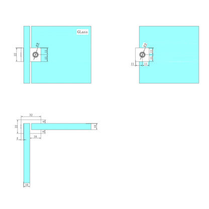 Over-Panel Glass To Glass Fitting 10mm Glass Brushed Gold