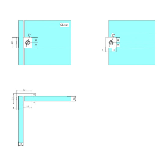 Over-Panel Glass To Glass Fitting 10mm Glass Brushed Gold