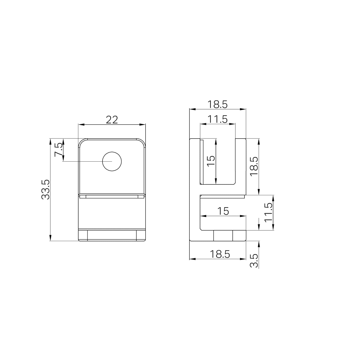 Over-Panel Glass To Glass Fitting 10mm Glass Brushed Bronze