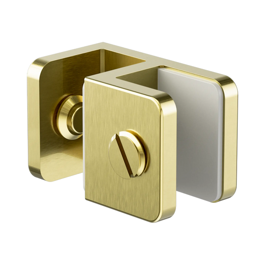 Over-Panel Glass To Glass Fitting 10mm Glass Brushed Gold