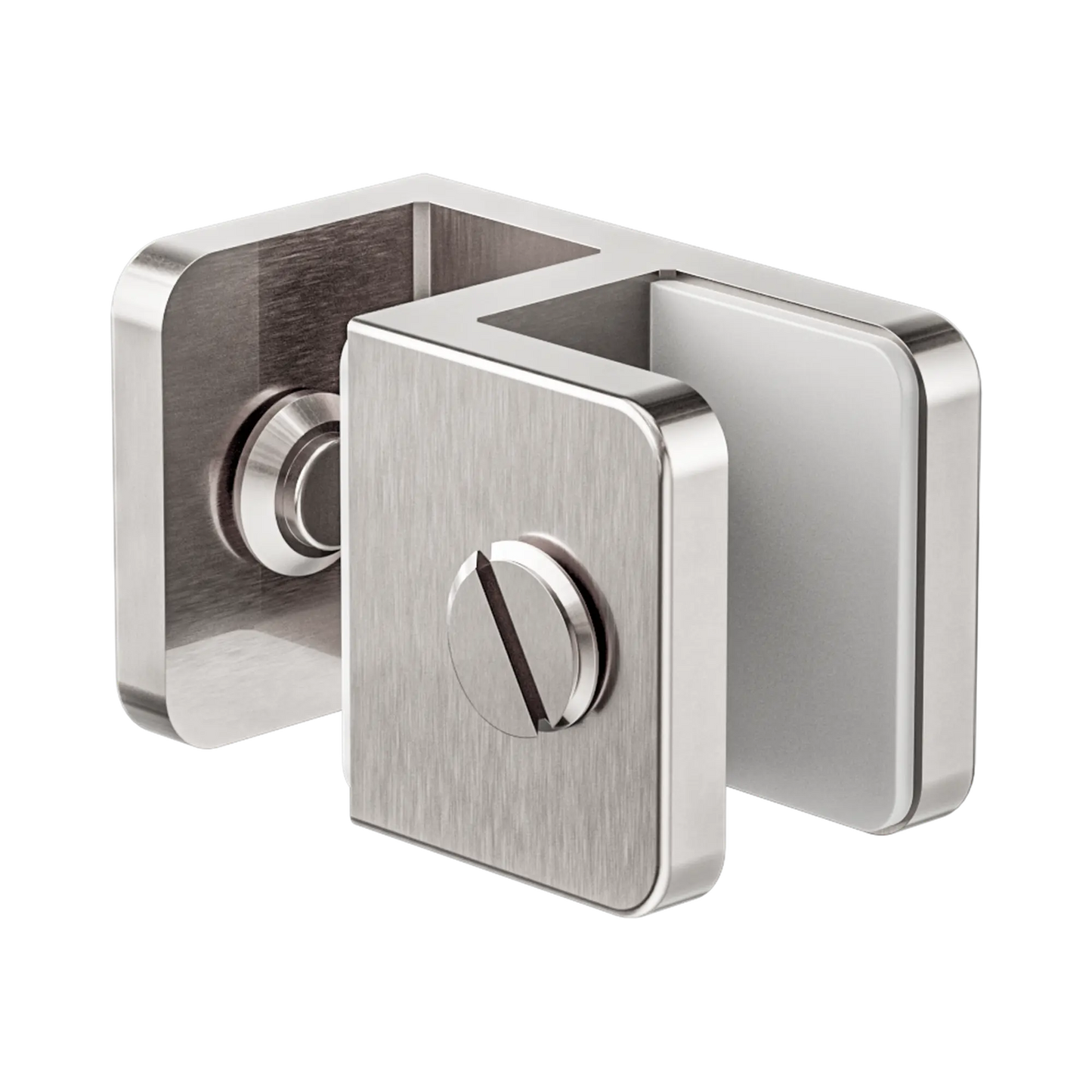 Over-Panel Glass To Glass Fitting 10mm Glass Brushed Nickel
