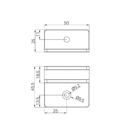 Shower F Bracket 10mm Glass Gun Metal