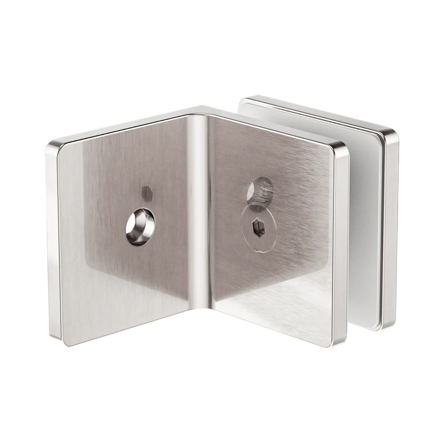 90 Degree Glass To Wall Bracket 10mm Glass Brushed Nickel