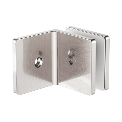 90 Degree Glass To Wall Bracket 10mm Glass Brushed Nickel