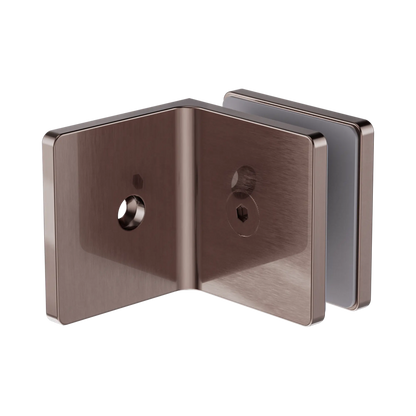 90 Degree Glass To Wall Bracket 10mm Glass Brushed Bronze