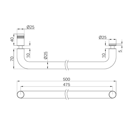 Towel Bar 500mm Brushed Gold
