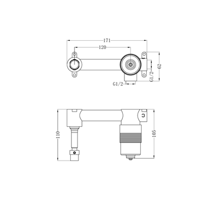 SS316L 35mm Premium Universal Wall Basin/Bath Mixer Body Only