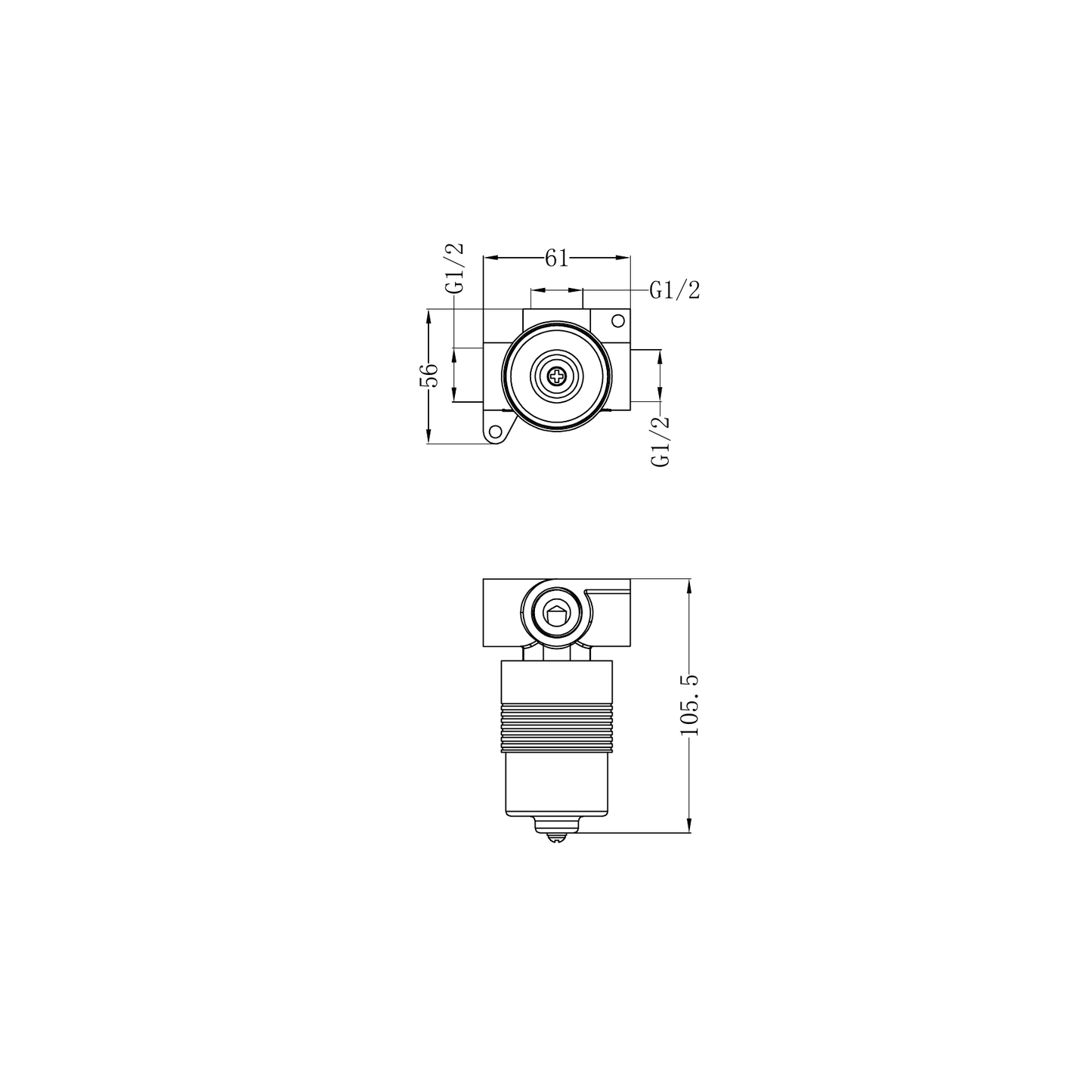 SS316L 35mm Premium Universal Shower Mixer Body Only