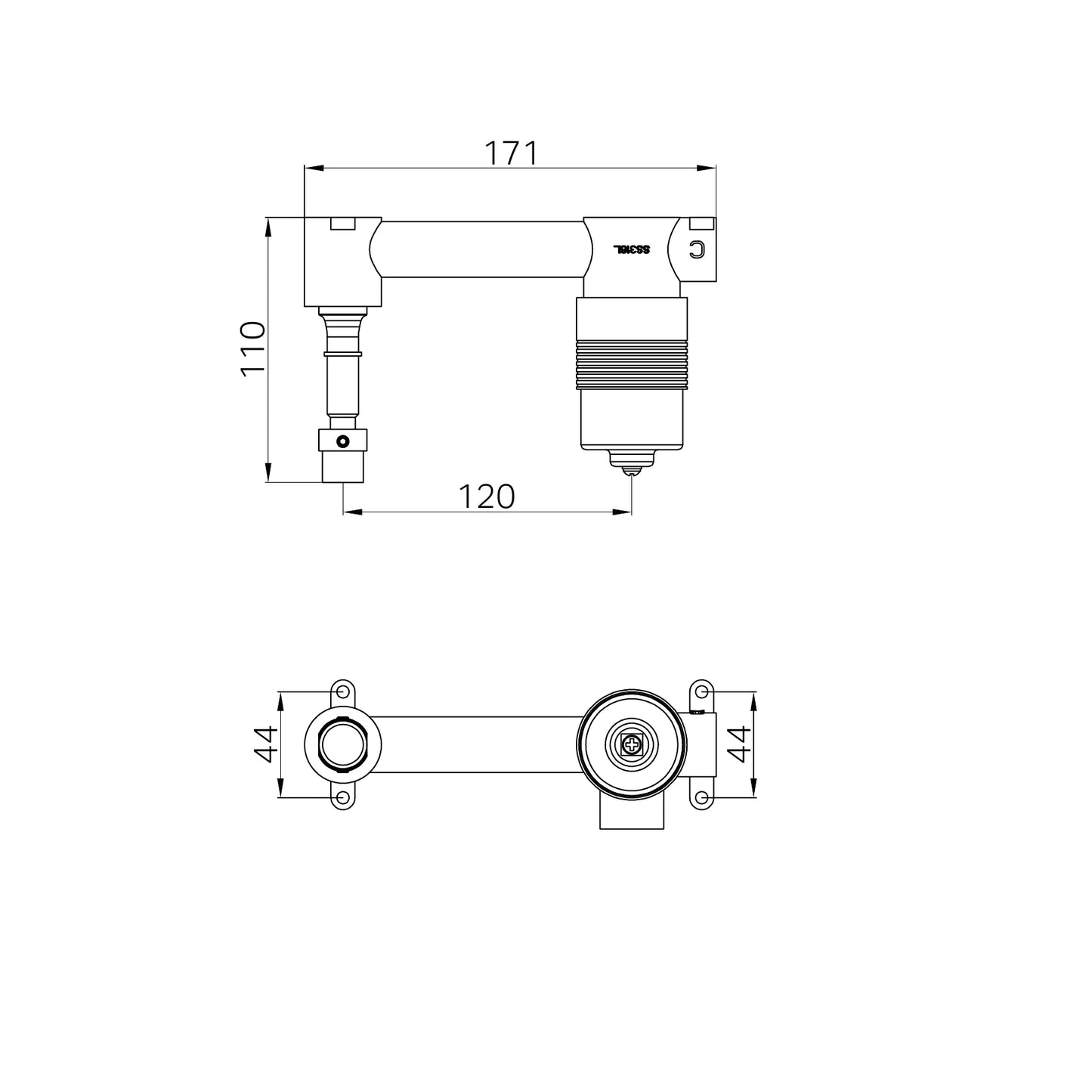 SS316L Progressive Universal Wall Basin/Bath Mixer Body Only