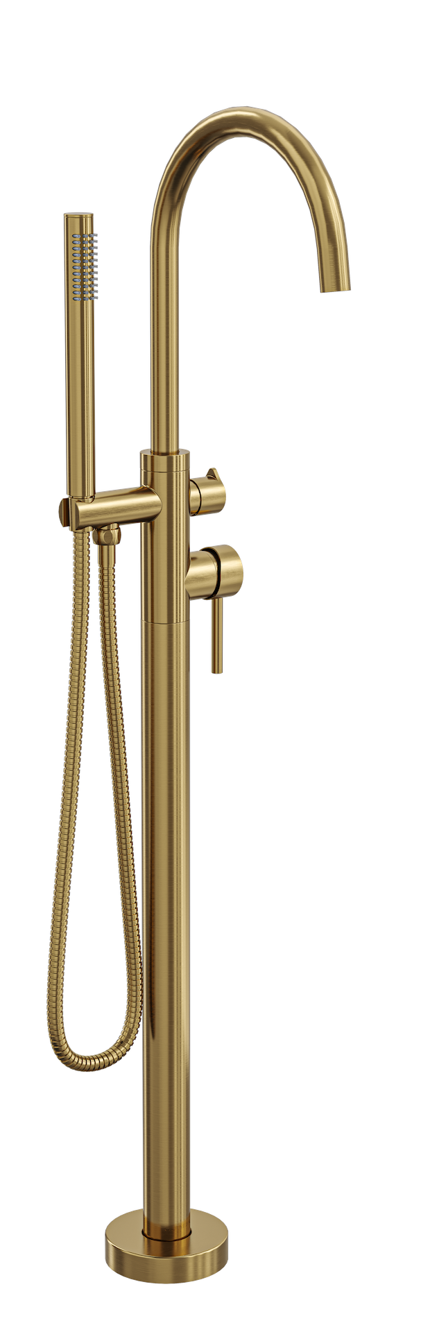 Nure Freestanding Bath Filler with Hand Shower - Brushed Brass
