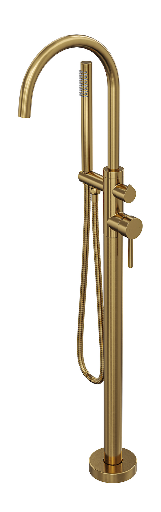 Nure Freestanding Bath Filler with Hand Shower - Brushed Brass