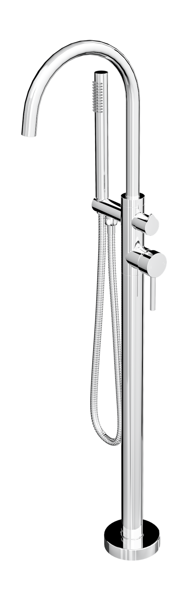 Nure Freestanding Bath Filler with Hand Shower - Chrome