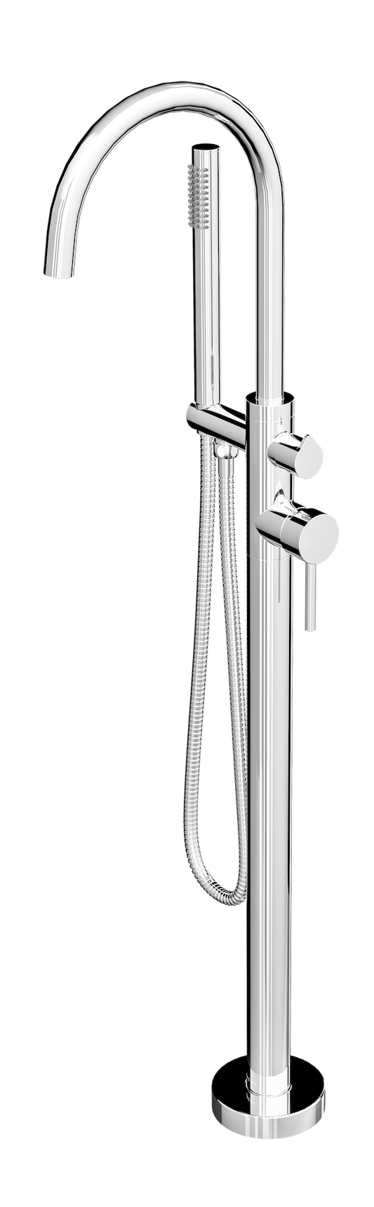 Nure Freestanding Bath Filler with Hand Shower - Chrome