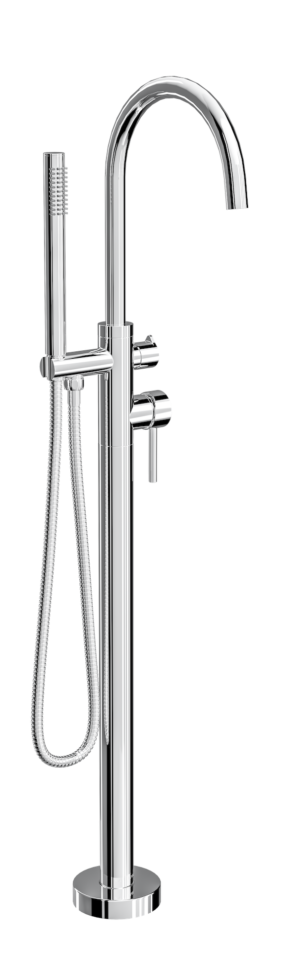 Nure Freestanding Bath Filler with Hand Shower - Chrome