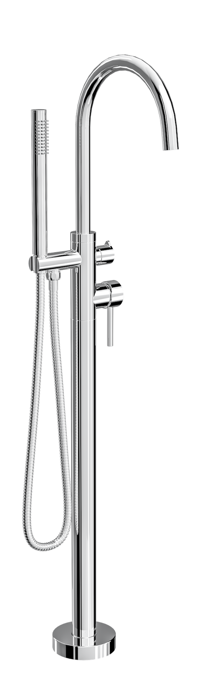 Nure Freestanding Bath Filler with Hand Shower - Chrome