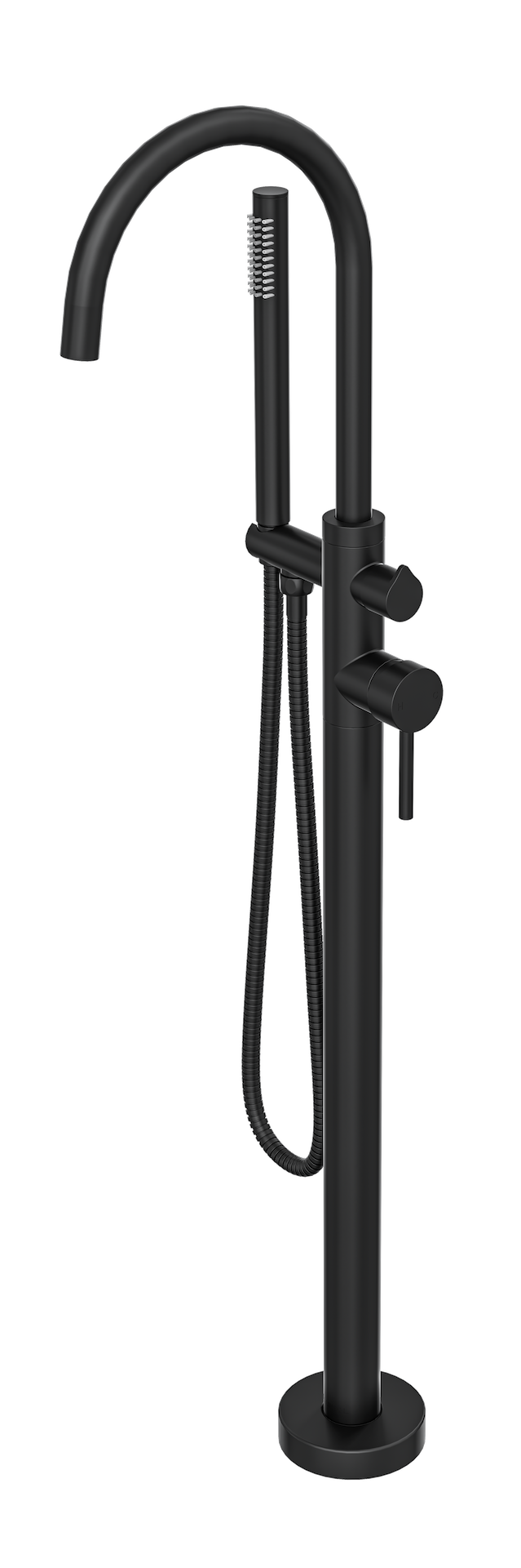 Nure Freestanding Bath Filler with Hand Shower - Matte Black