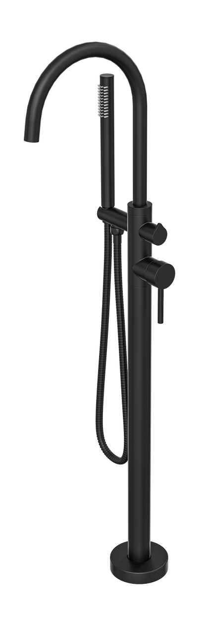 Nure Freestanding Bath Filler with Hand Shower - Matte Black